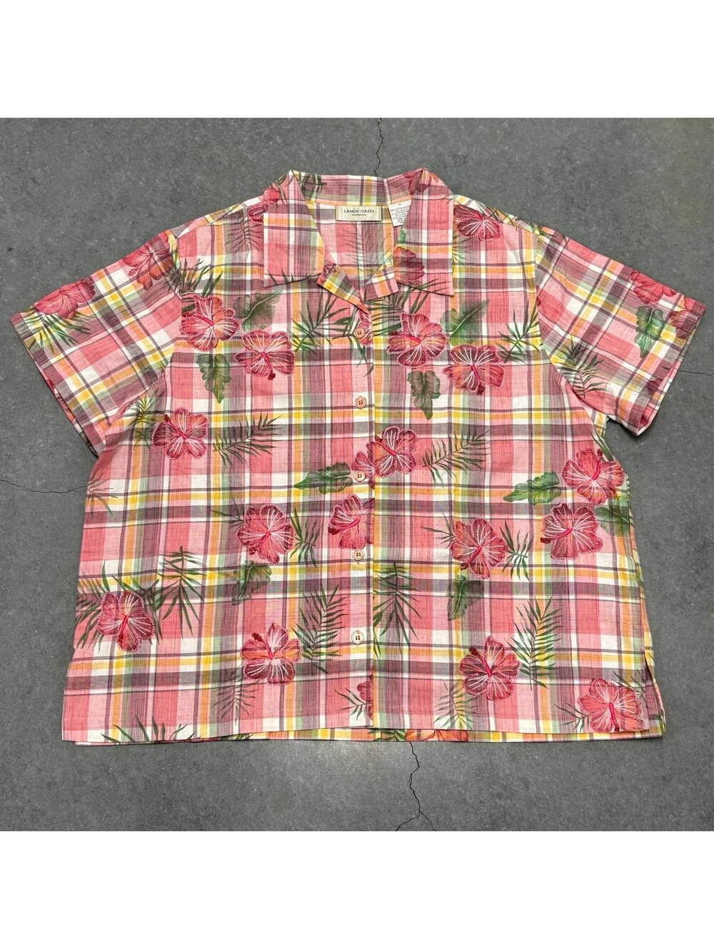 Lemon Grass Woman Embroidered Floral Shirt